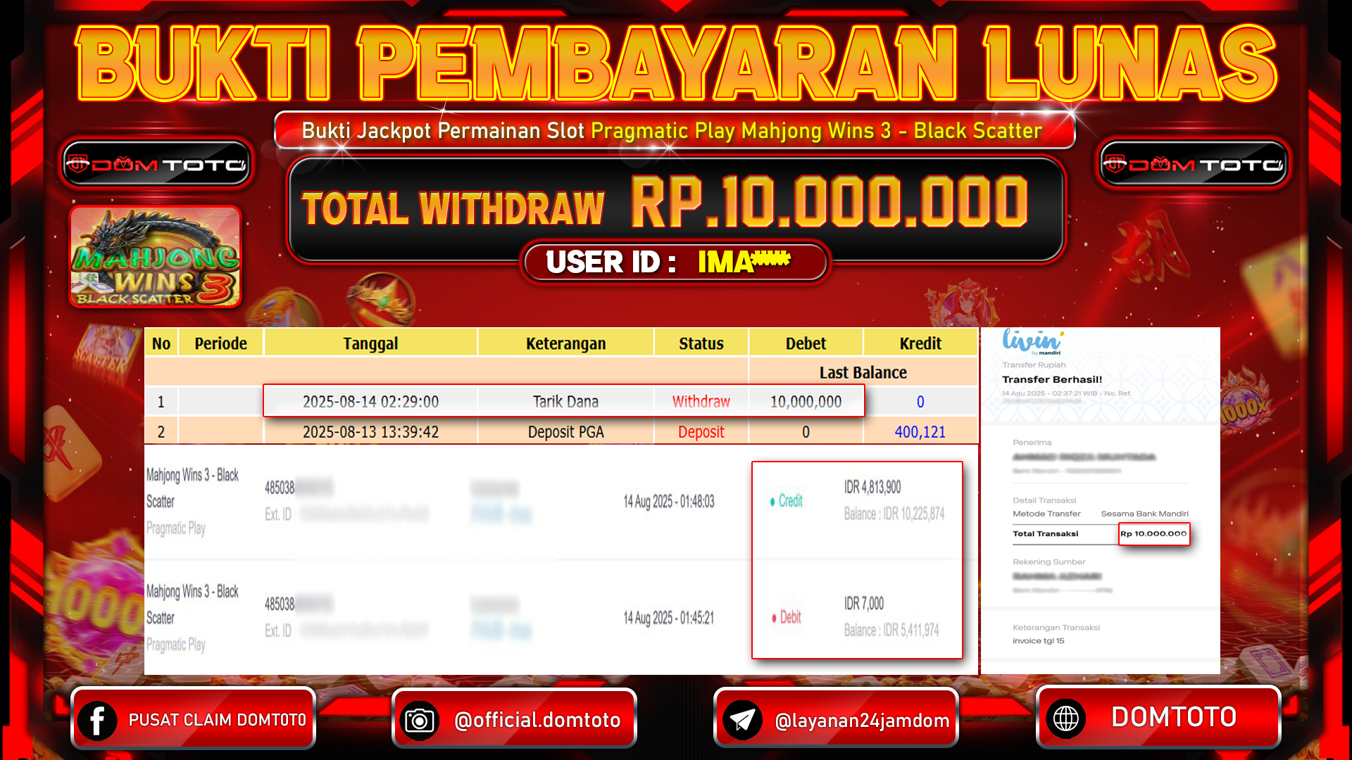 JACKPOT SLOT MAHJONG WINS 3 - BLACK SCATTER 14 AGUSTUS  2025